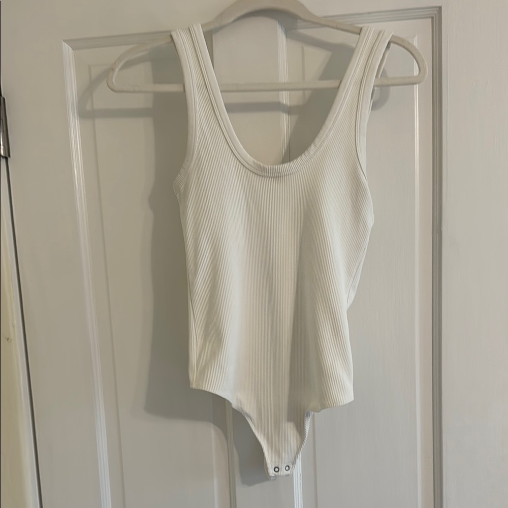 Abercrombie & Fitch White Ribbed Bodysuit